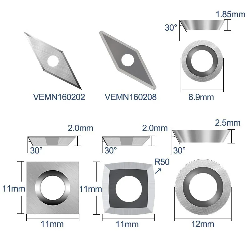 XCAN Turning Tools Blade Carbide Insert Cutters Blades for Detailer Hollower Finisher Rougher Wood Lathe Tool