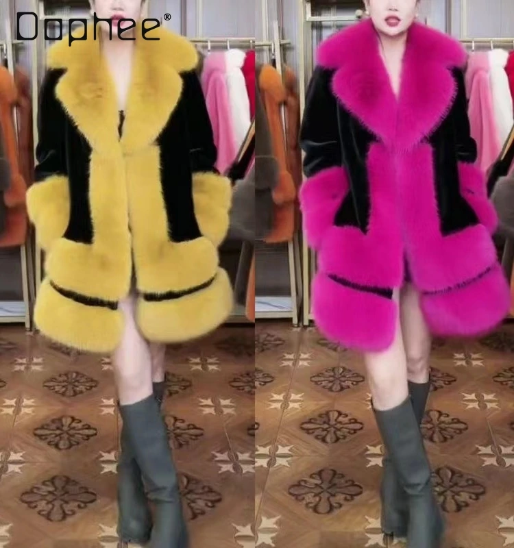 

Imitation Fox Fur Socialite Big Collar Coat Female Fashion Temperament Faux Mink Fur Coats Winter Coat Women Faux Fur Jacket