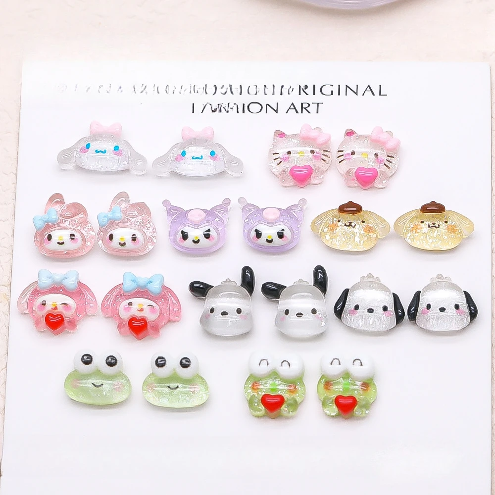Juego de 50 dijes para uñas, decoración de resina 3D de gran tamaño Kuromi y Pochacco para decoración de uñas Kawaii atrevida