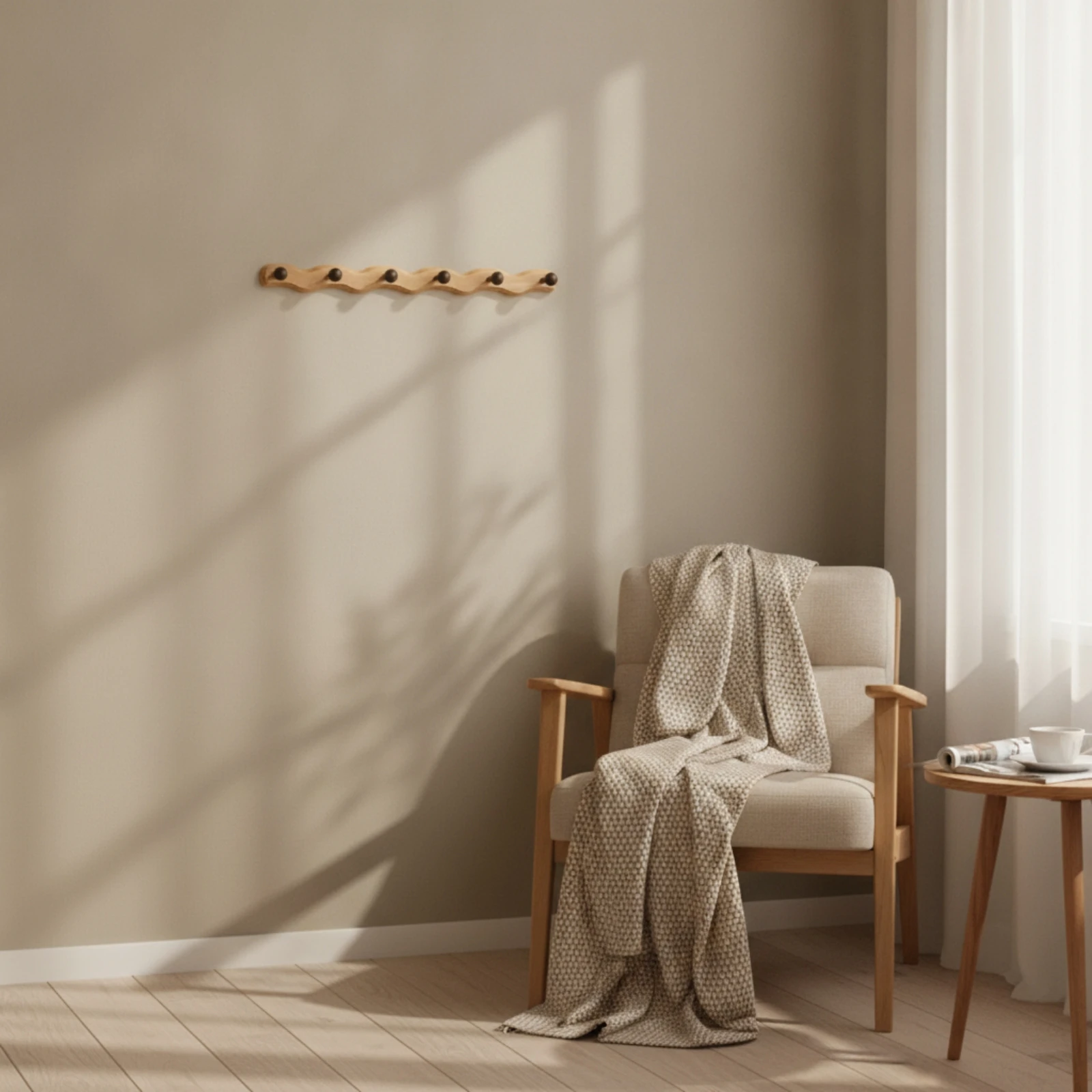 Wooden Coat Rack with Hooks Long-Lasting Wooden Coat Hook Rack Peg Rail Sturdy Easy to Install for Entryway, Hallway