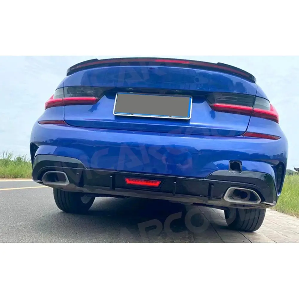 

ABS Rear Lip Diffuser Bumper Extension With LED Bodykits Car Accessories For BMW 3 Series G20 G28 M Sport 2019 - 2021