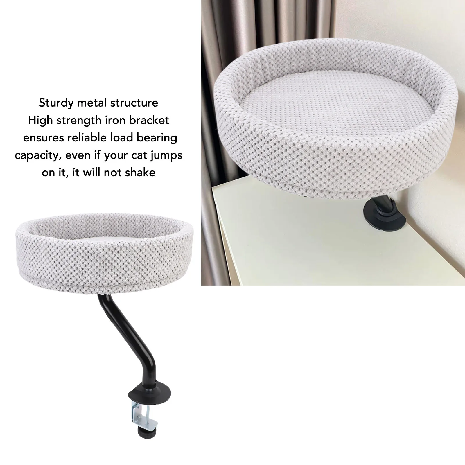 Mesa ajustável para gatos, rede para gatos, cama confortável para gatos, poleiro com estrutura de ferro resistente para escritório e casa