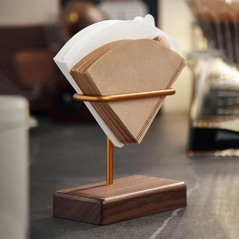 Wooden Coffee Filter Holder Aluminum Coffee Filter Storage Container Coffee Filter Dispenser for V Shape Filte Coffee Accessorie