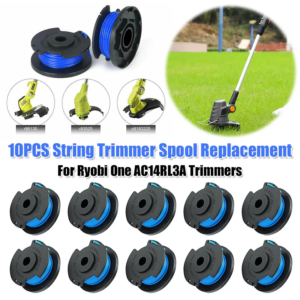 10PCS String Trimmer Spool Replacement 11ft 0.065in Twisted Line 18V 24V 40V Trimmer Line Blue for Ryobi One AC14RL3A Trimmers