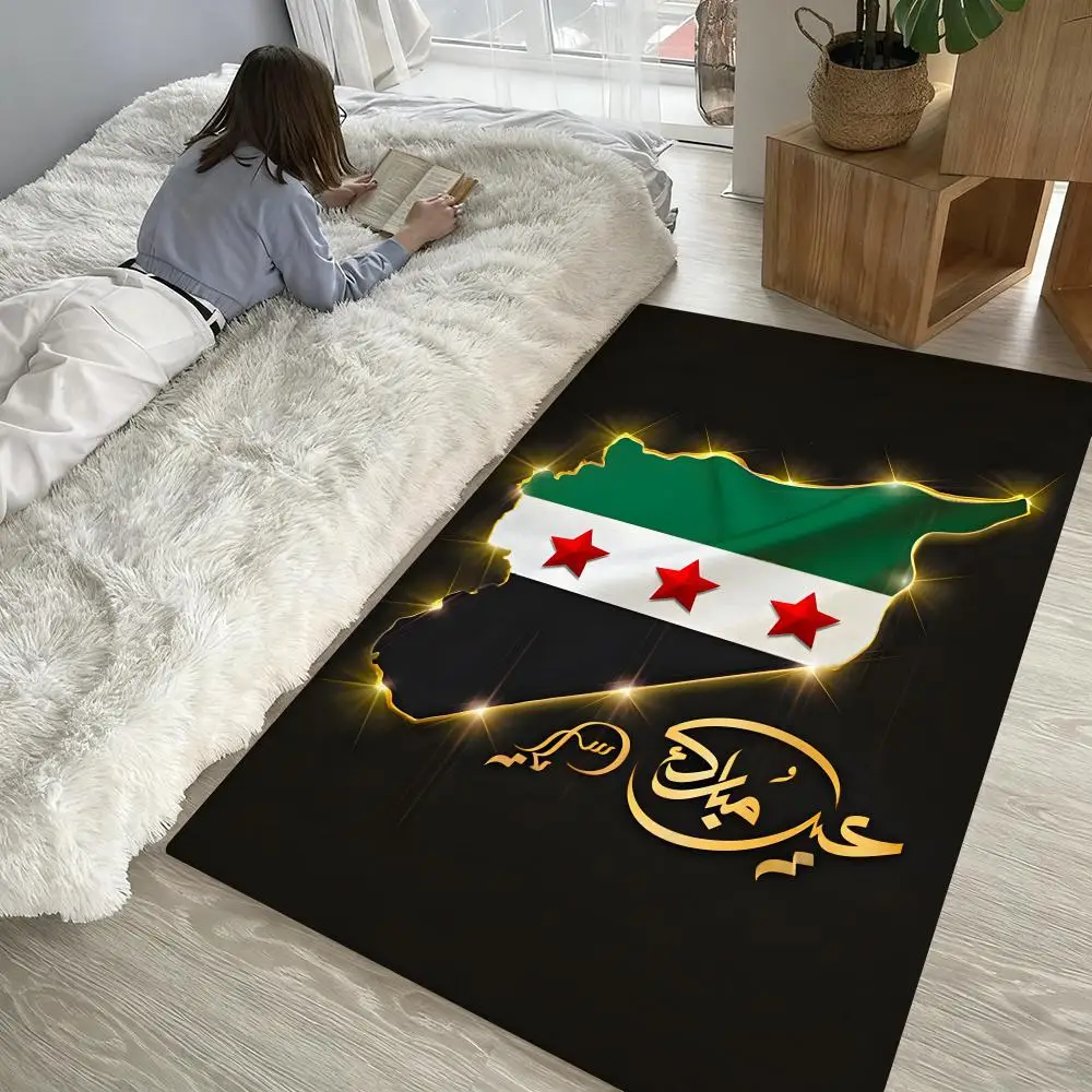 

Flag Syria new map fashion Floor Mat Soft Thickened Non-Slip Door Mat for Living Room Home Decor Flannel Rugs