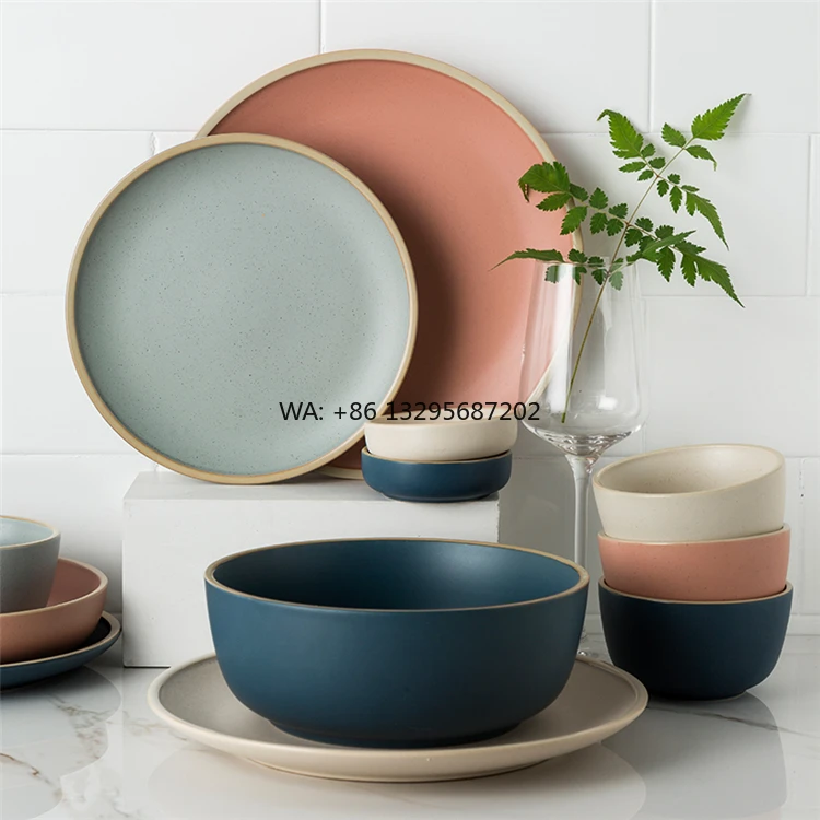 

European Style Tableware Matte Glaze Speckled Dinner Plate Fine Porcelain Dinner Set for Restaurant