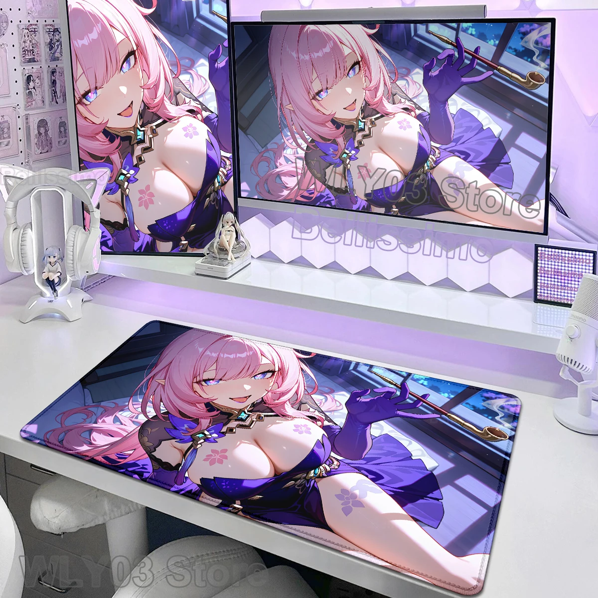 Honkai Impact 3 Elysia Mousepad Large Mouse Mat Gamer Extended MousePad Office Laptop Carpet Soft Anti-slip PC Cabinet Pad Rug