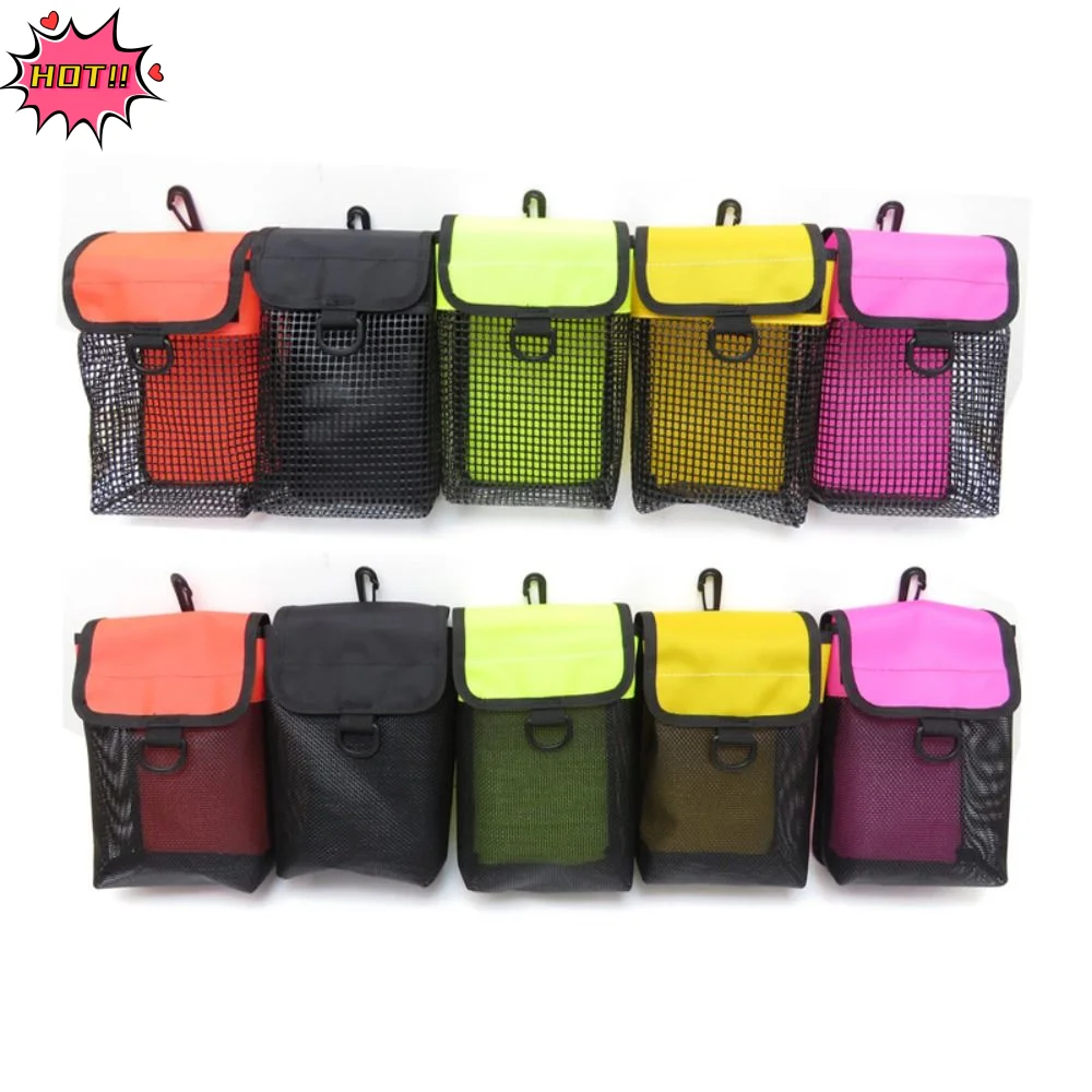 New Nylon Heavy Duty Mesh Bag Red Yellow Black Sport Bags Safety Marker Buoy Holder 20x13x7.3cm Scuba Dive Reel Snap