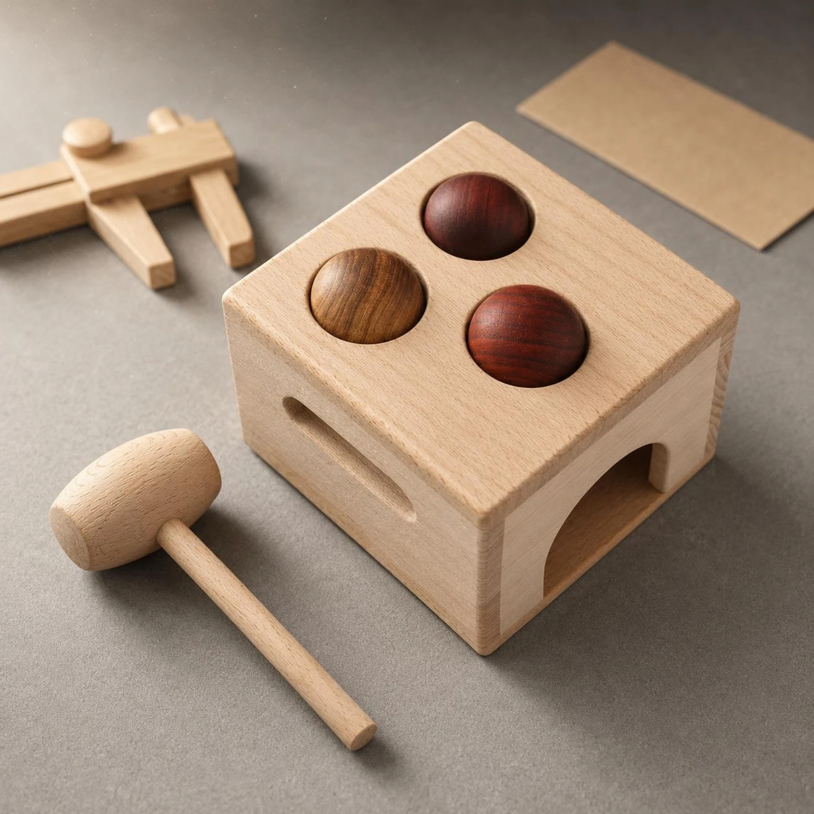Wooden Ball Hammering Toy Arched Openings Wooden Hammering Box Child Plaything Hand-Eye Coordination Fine Movement Skills