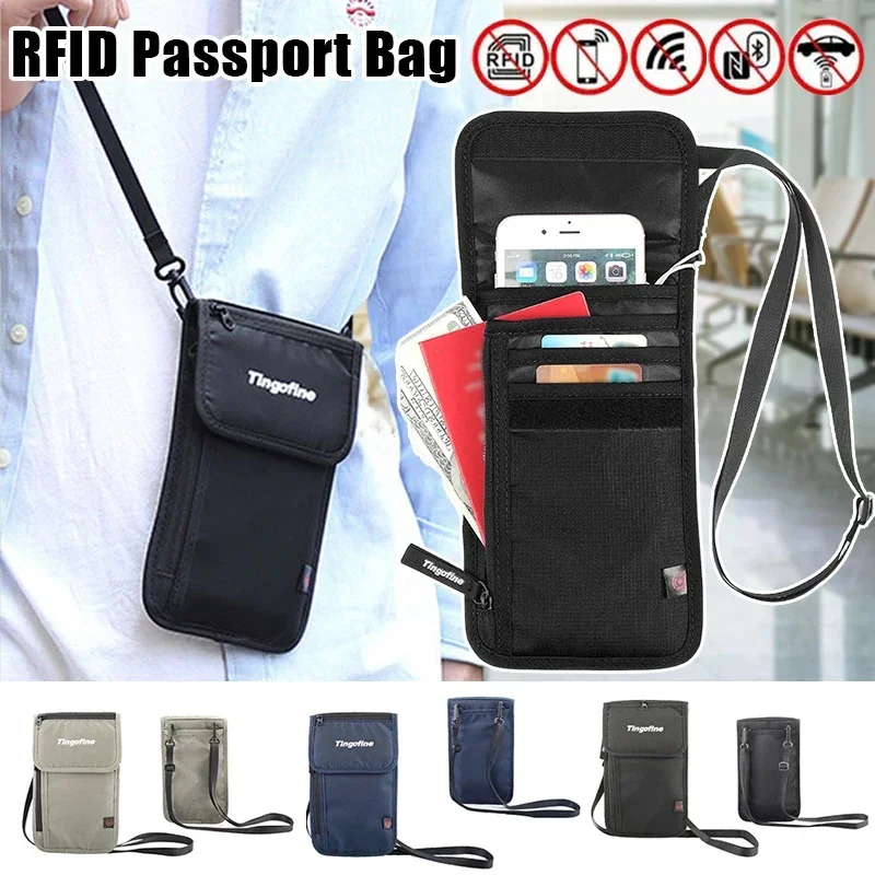 2025 New Traveling Passport Package Multi-Function Document Package Waterproof Passport Clip RfID ID Bag Abroad Hanging Neck Bag