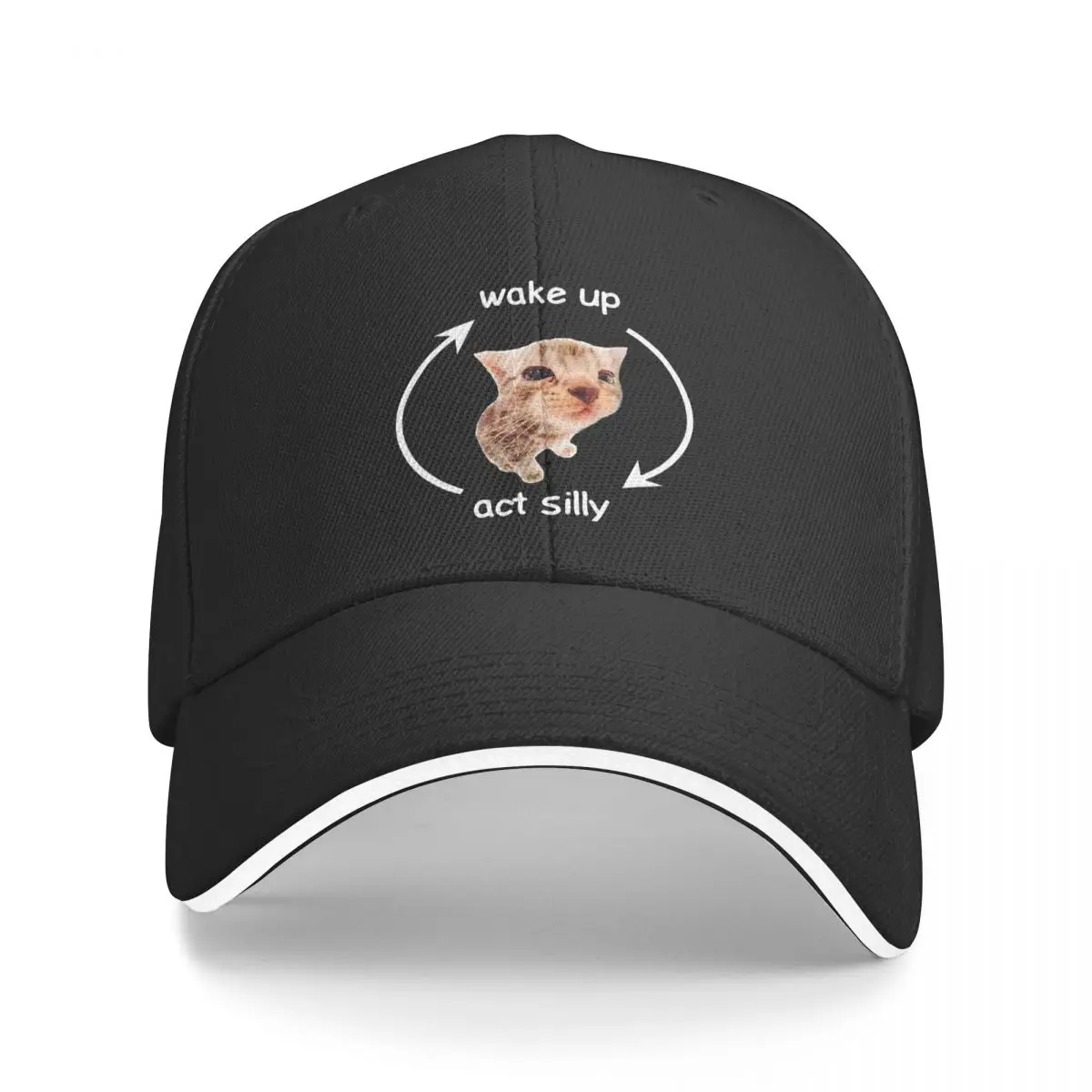 Wake Up Act Silly Cat Baseball Cap Unisex Vintage Sun Caps Hat Adjustable Polyester Fishing Hat Winter Hat