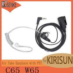 PTT가 있는 RISENKE 에어 튜브 이어피스, KIRISUN C65 W65 워키토키용 경찰 라디오 헤드셋, 3.5mm, 1 핀