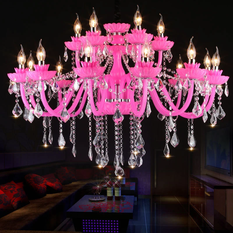 WPD European Style Crystal Pendent Lamp Pink Girls' Room Candle Lamp Luxurious Living Room Restaurant Bedroom Villa  Chandel