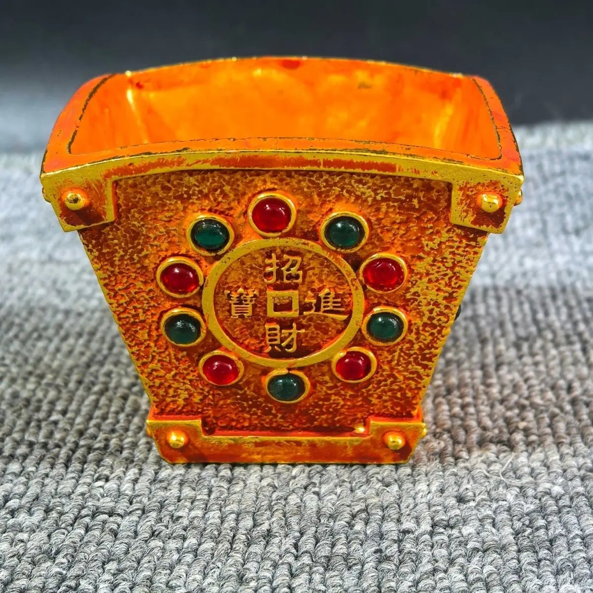 Lucky Treasure Copper Alloy Rice Dou Bagua Inlaid Gemstone Quartet Cornucopia Lucky Treasure Home Living Room Decorations