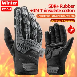 ROCKBROS Winter Warm Cycling Gloves Shockproof SBR Thickened Pad  Bike Gloves Tactical Sport MTB Road Full Finger Bicycle Gloves