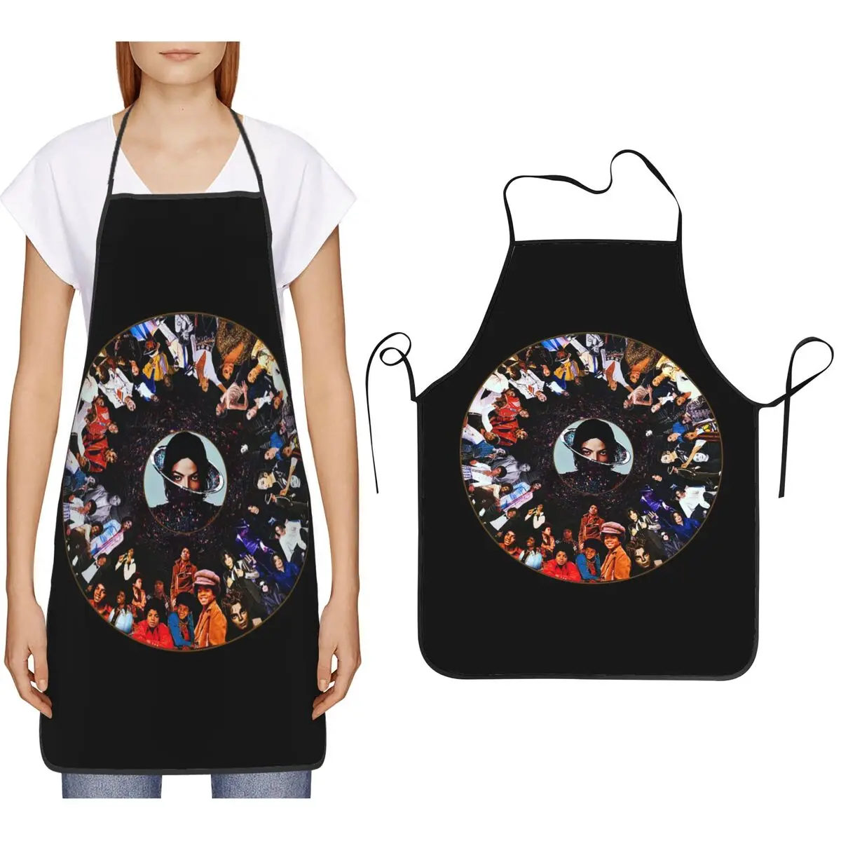 Michael J-Jackson Aprons Chef Cooking Baking Tablier Bib Kitchen Cleaning Pinafore for Women Men Gardening