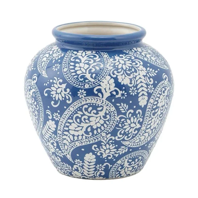 Handmade Little Blue Paisley Floral Vase