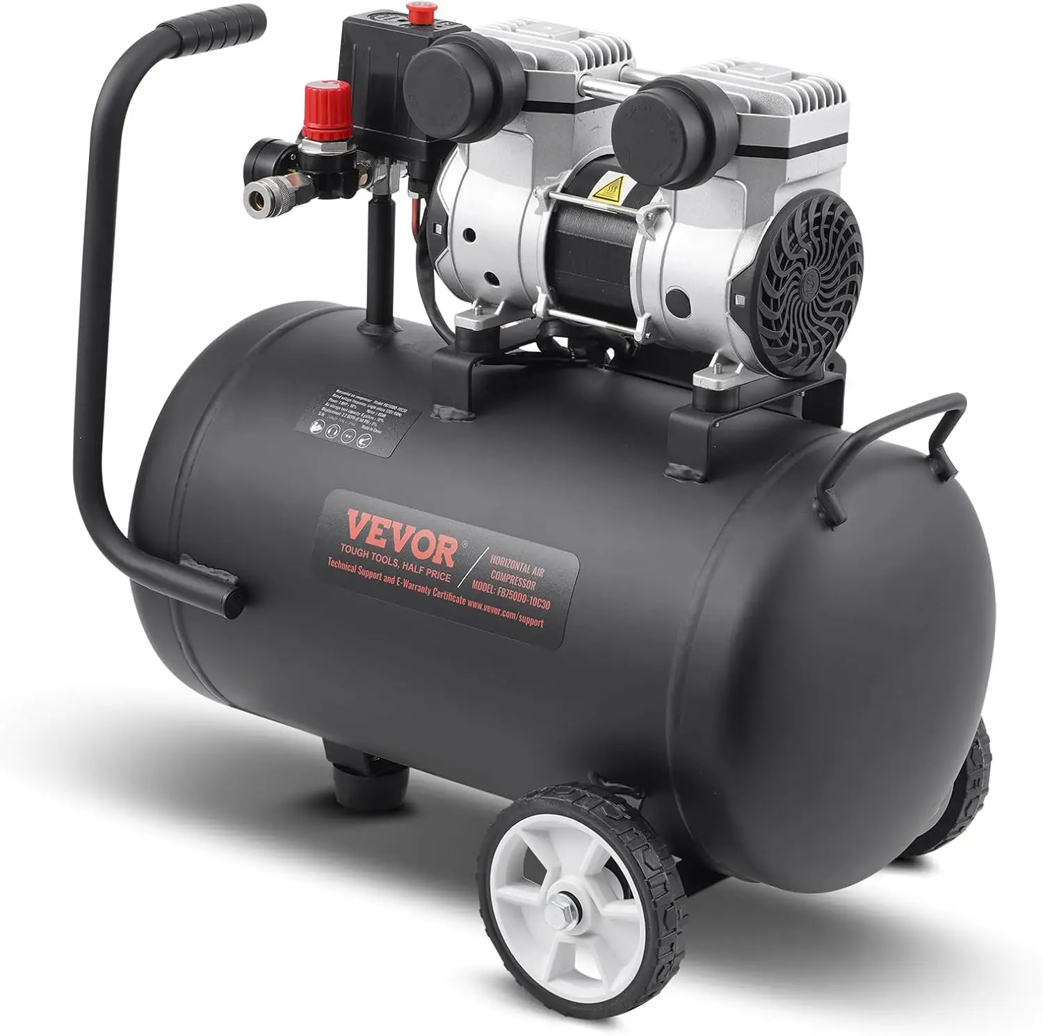 8 Gallon Steel Tank, 1HP 2.2 CFM@90 PSI Oil Free Air Compressor & Max. 120PSI Pressure, 80dB Ultra Quiet Portable Compressor