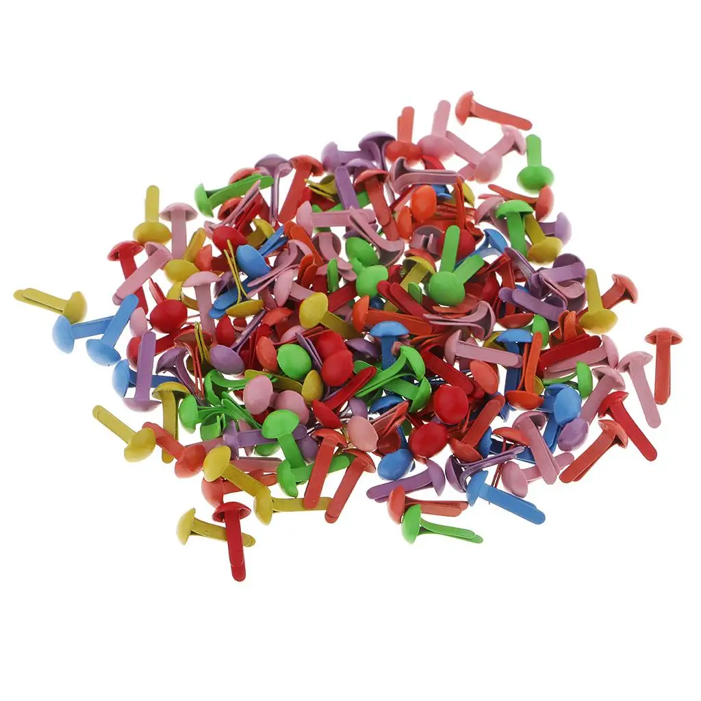 100 Pieces Mini Round .5mm 5.5mm 6mm Metal Brads Paper Fasteners Embellishment for Paper Decoration