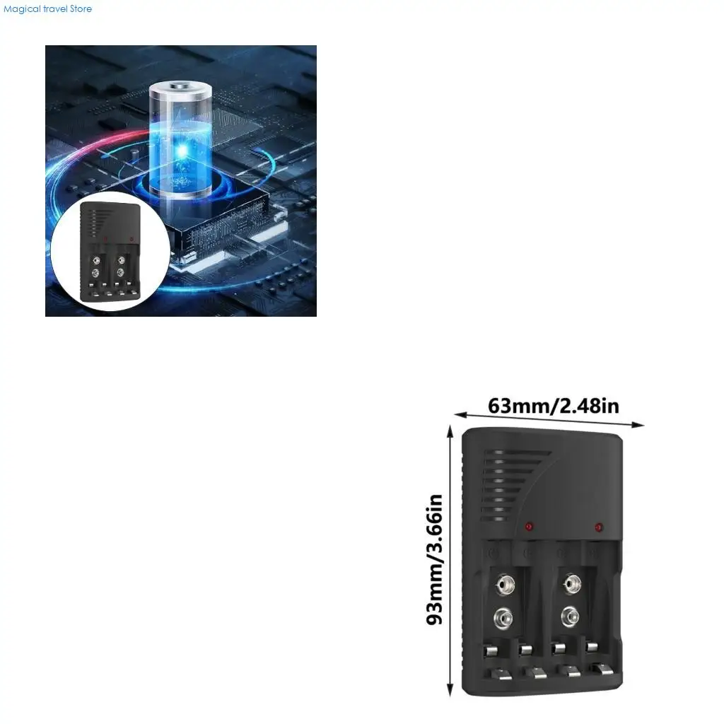 N2UB Compactly Travel Friendly Battery for AA 3A 9V Cell Charging Adapters with Overcharge Protections Features