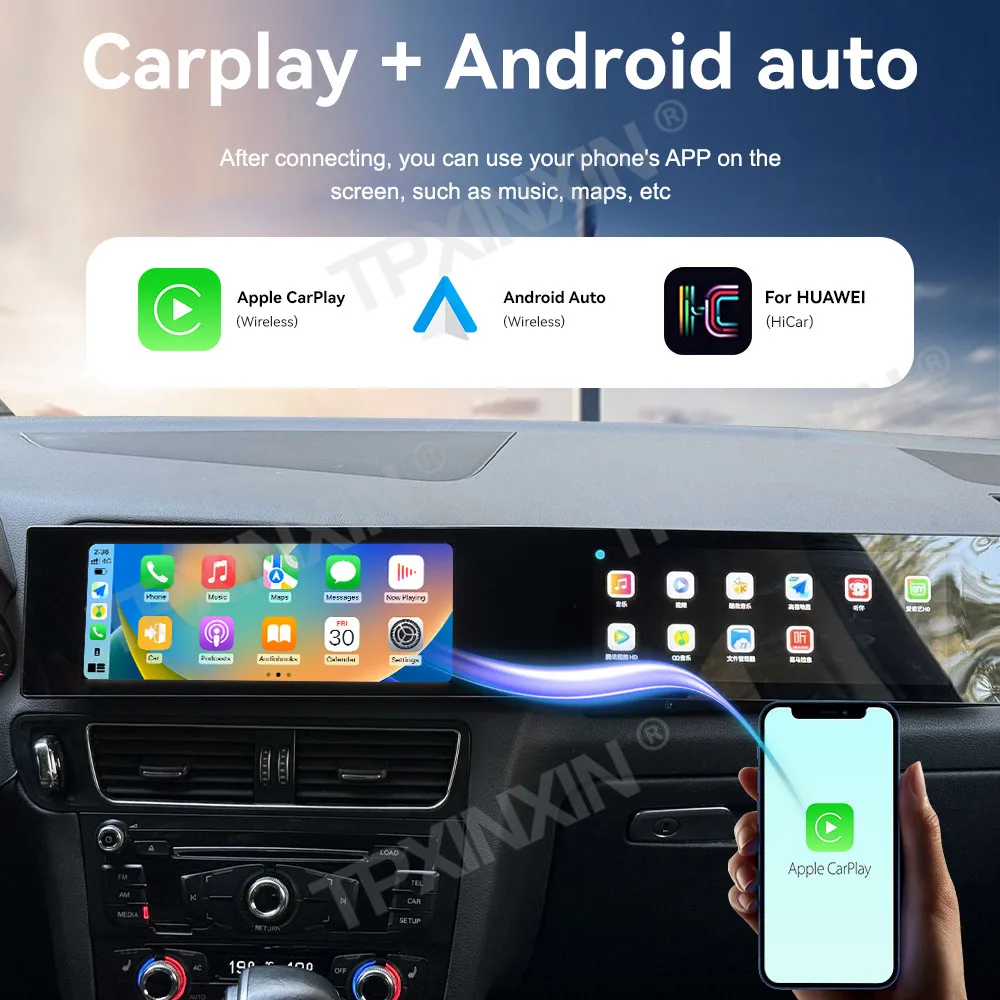 

Новейший продукт Carplay с длинной полосой экрана для Audi Q5 2009-2017, автомобильный мультимедийный плеер, стерео радиоприемник, головное устройство Android