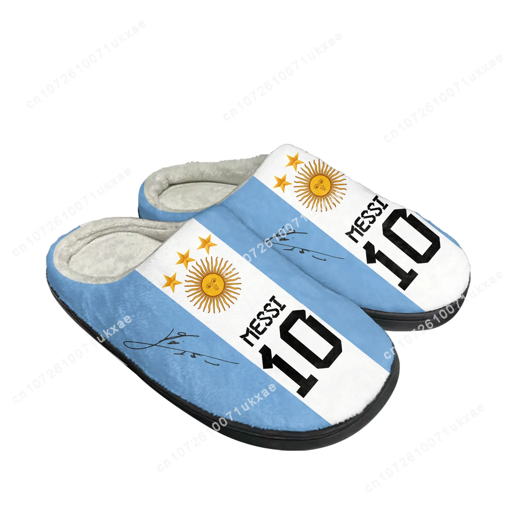 Miami Messi 10 Logo Argentina Home Cotton Slippers Mens Womens Plush Bedroom Casual Keep Warm Shoes Thermal Indoor Slipper Custo