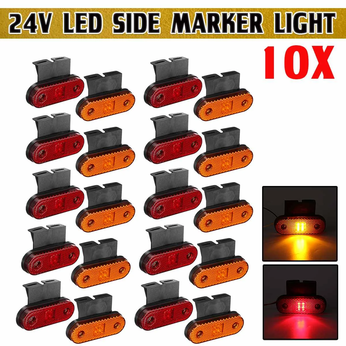 4/6/10pcs 20 LED Truck Side marker Light 24V Clearance Turn Signal Lights Lamp for Tractor RV Trailer Lorry Pick-up Boat Car