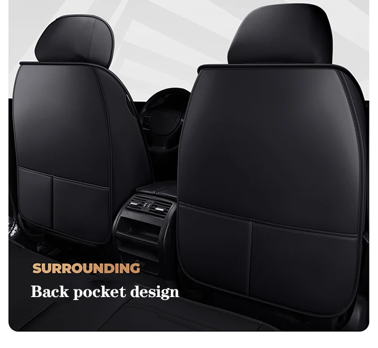 Universal Full Set Car Seat Covers For Hyundai Tucson Kona IX35 HB20 i30 i10 i40 Ioniq 5 Leather+Flax Auto Accessories Interior