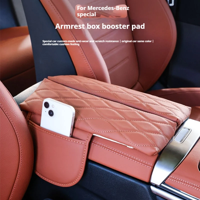 For 20-23 Benz GLE GLS Car Armrest Box Cover Pad Leather Anti-Scratch Center Console Cover Cushion Car Interior Accessories