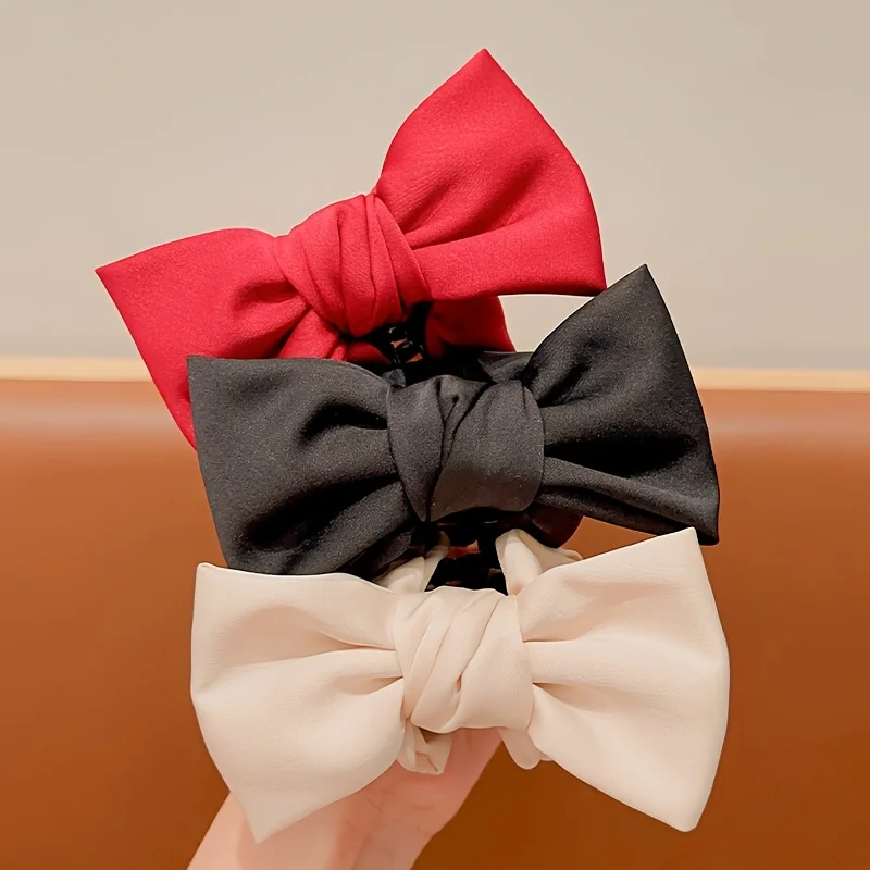 3er-Set glatte Satin-Haarschleifen-Clips, große, feste Scheiben-Haarspangen für Damen, für den Alltag, Dating, temperamentvolles Haar-Accessoire, Haarbündel-Haarschmuck – Detail 8