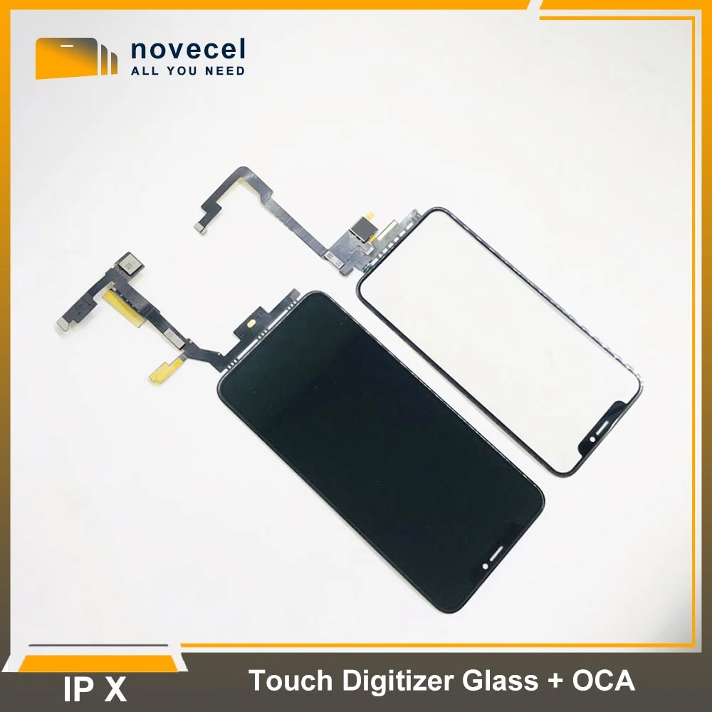 Novecel Long Flex Cable No Welding Touch Screen + OCA Glue For iPhone X Xs Xsmax Digitizer Front Glass Panel with 3D Touch