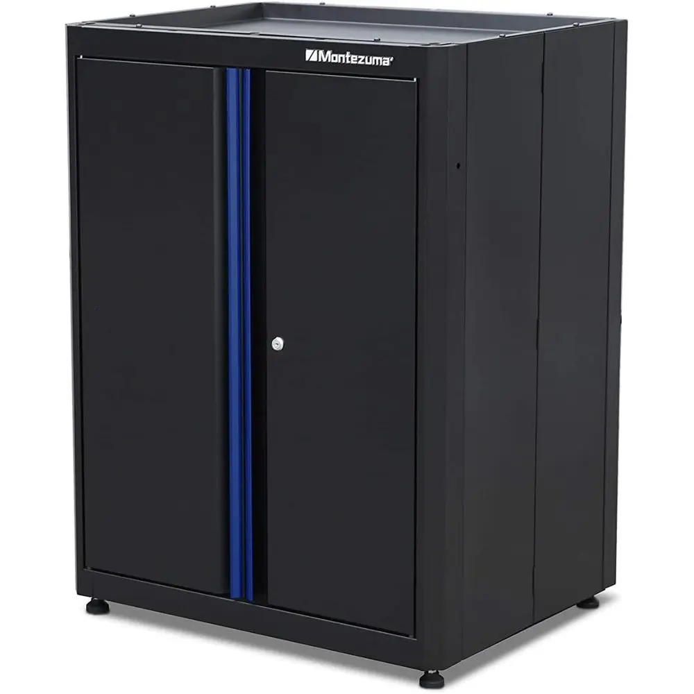 

Система хранения инструментов для гаража - 2-дверный штабелируемый шкаф-основание 30,5 x 24 фута с магнитными защелками и черным порошковым покрытием - BKMG302