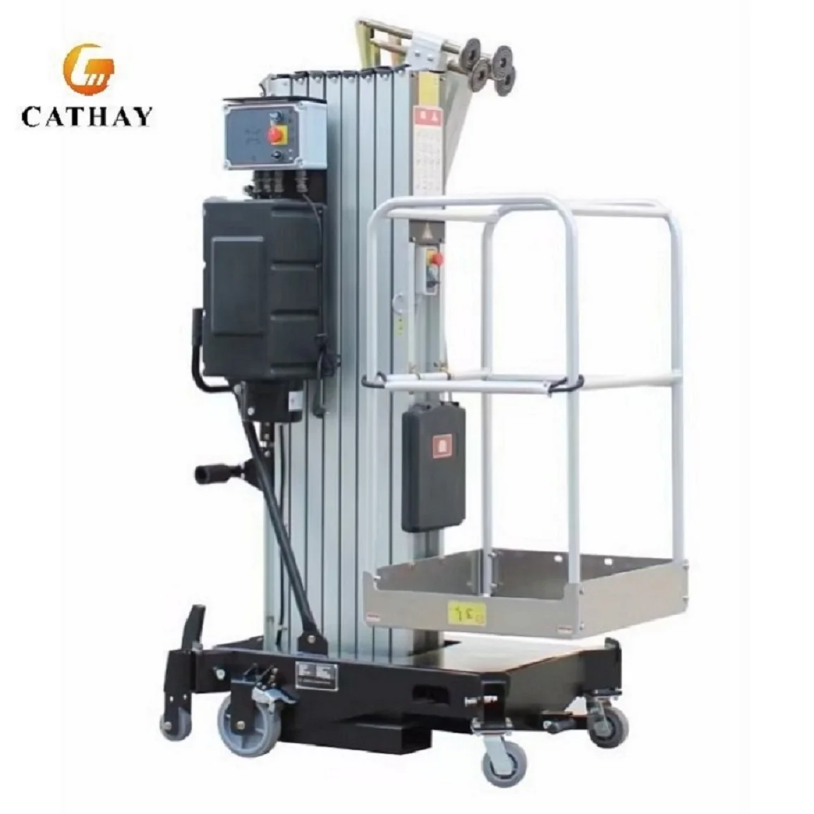New Cathaylift Electric Push Around Vertical Hydraulic Single Mast Lift Shandong Origin for Sale