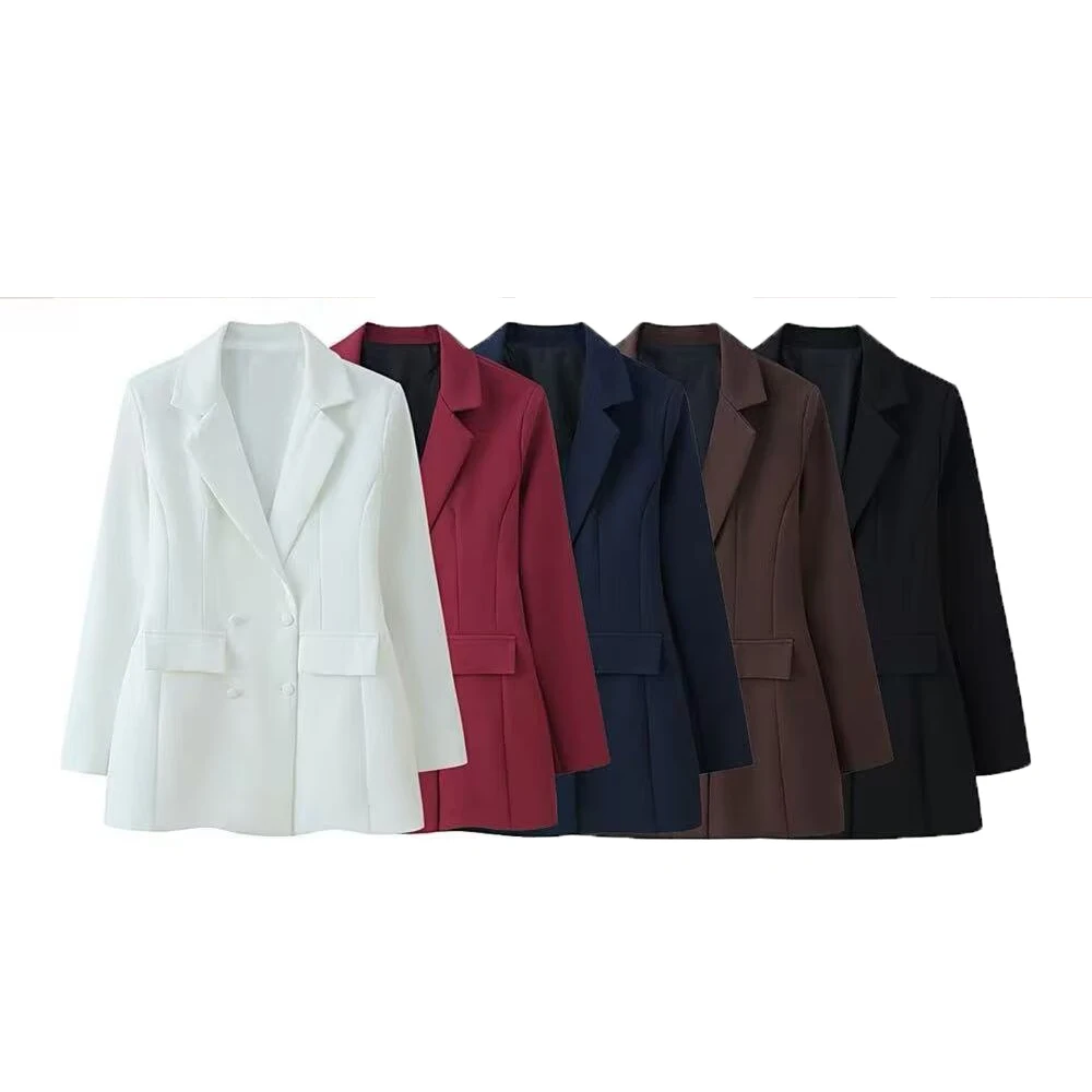 

Весенний новый женский пиджак с французским воротником, длинными рукавами, двубортной застежкой, декоративной отделкой, утягивающим поясом и эффектом стройности.