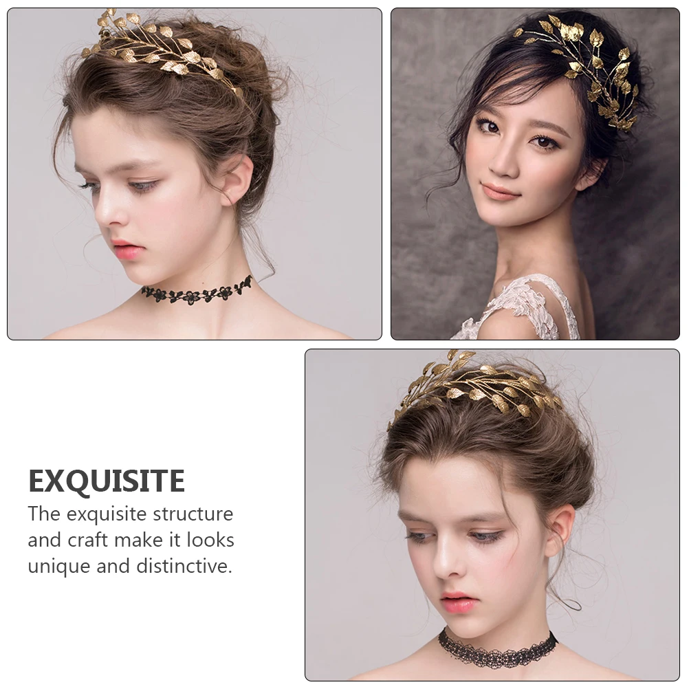 

Golden Leaf Headdress Women Hairb Wedding Party Accessories Prom Alloy H made Ribbon Woman Headdress Accessory Leaf Headwear