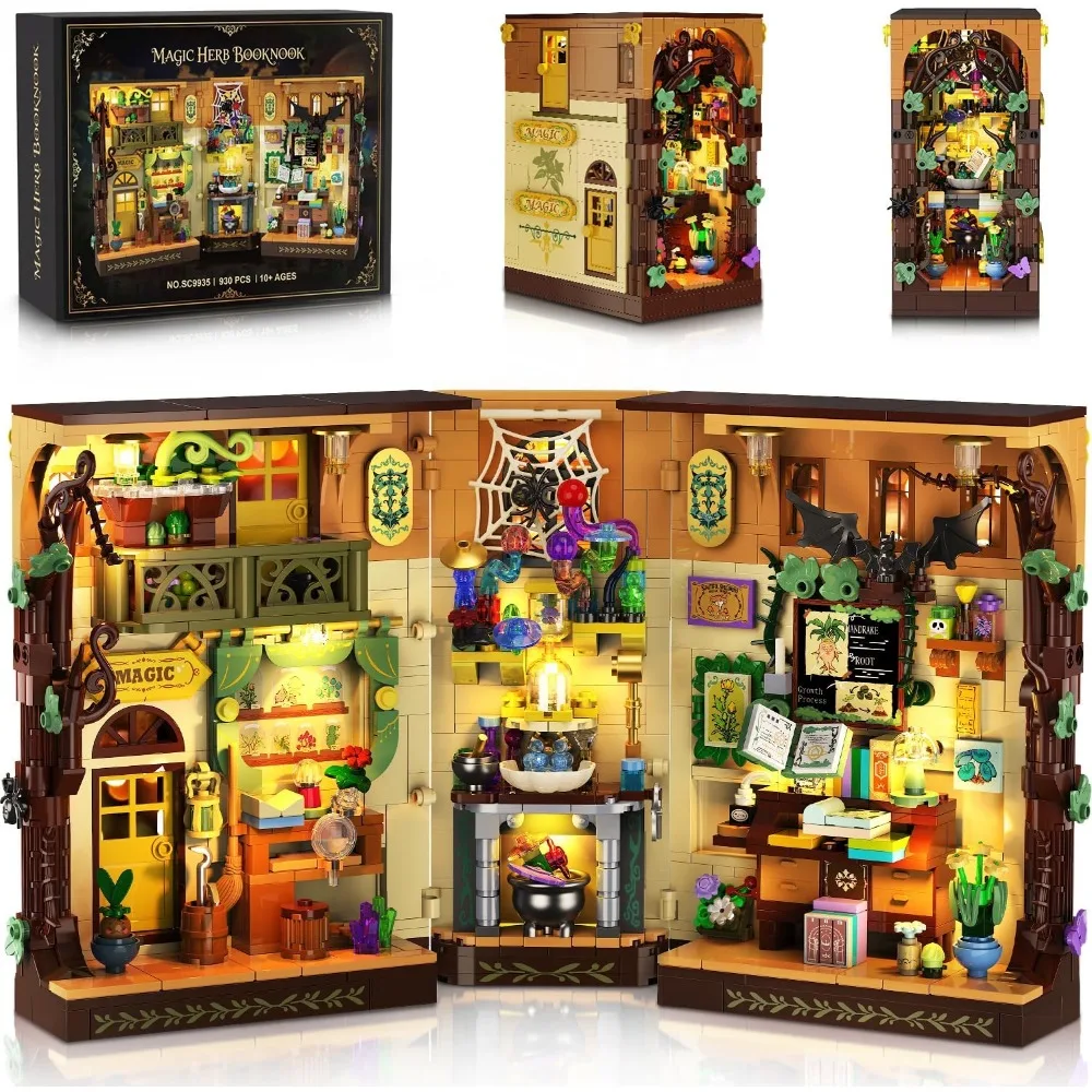 

Набор для сборки домашнего декора книжной полки своими руками: миниатюрный дом из 930 предметов со светом