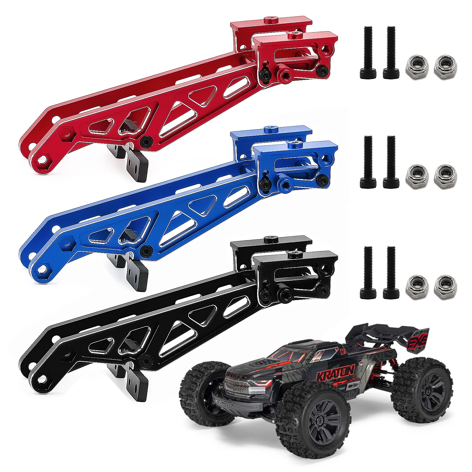 Heckflügelhalterung aus Metall # ARA320758 für ARRMA 1/8 Kraton V6 6S EXB Notorious RC Truck Upgrade Teil-Heckflügelhalterung aus Aluminiumlegierung