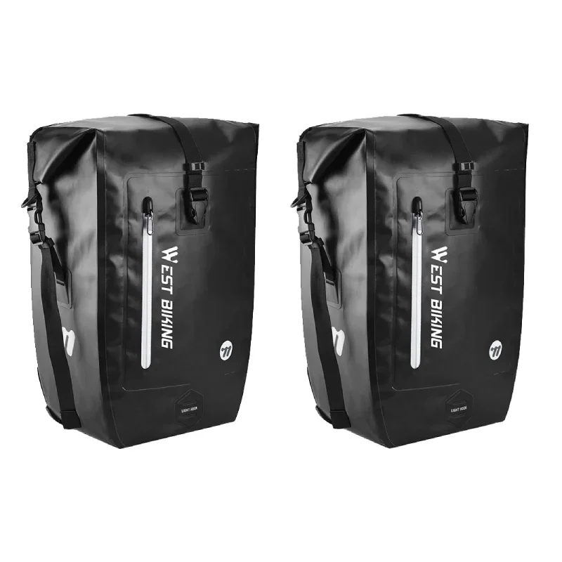 

WEST BIKING Waterproof Bike Bag 25L Travel Cycling Bag Basket Bicycle Rear Trunk Rack Tail Seat Bags Bicycle Bags Panniers 2PCS
