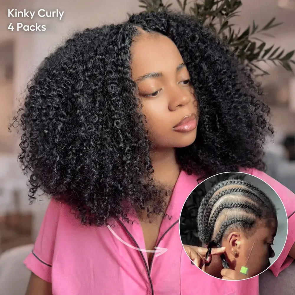 Geeta Miracle Knots Crochet Human Hair for Boho Braids Kinky Curly Knotless Pre-Separated Feather Crochet Hair Extensions