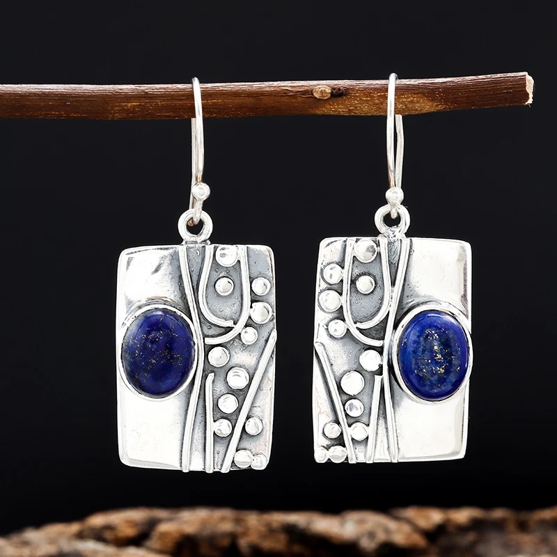 Square Purple Gemstone Hypoallergenic Earrings Trendy Jewelry Gift for Women