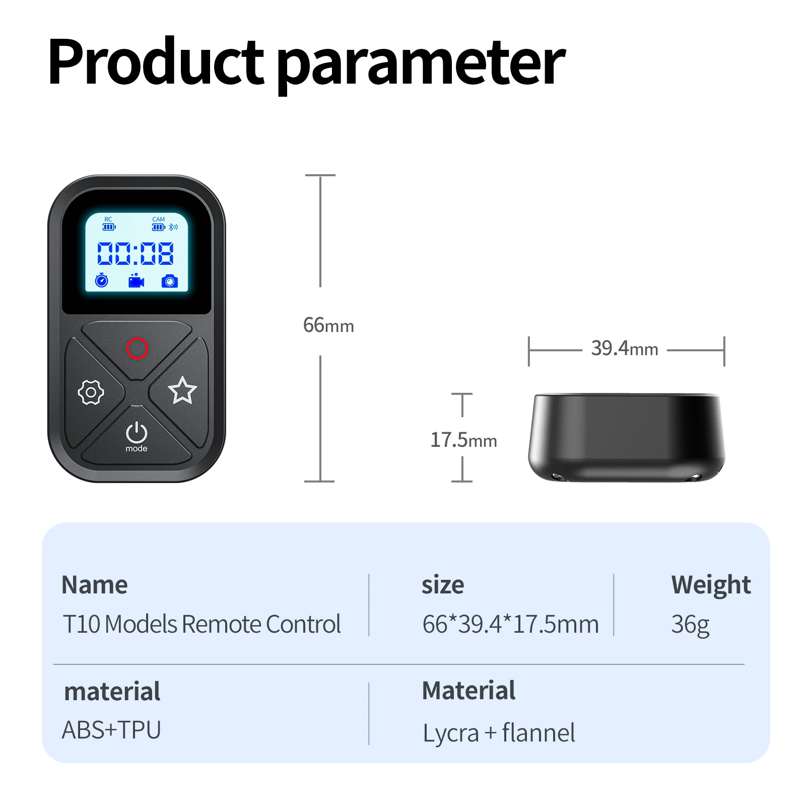 TELESIN T10 Bluetooth Remote Control For GoPro Hero 12 11 10 9 8Max Smart Device Wireless Smart Remote For GoPro 80M Accessories