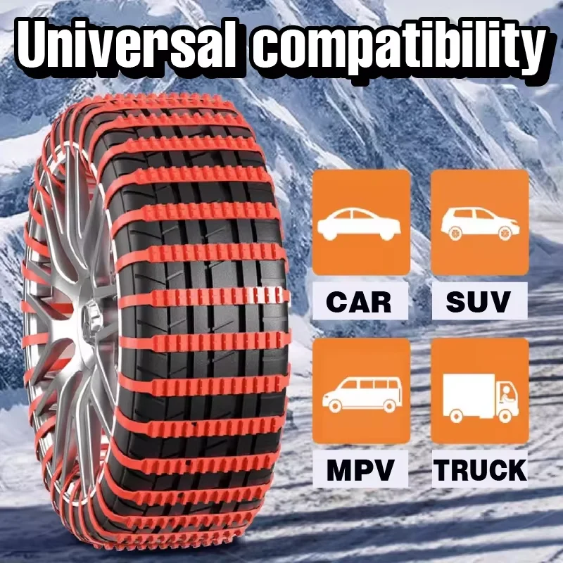 Anti-Skid Snow Chains for Car Motorcycles Winter＆Bad Terrain Wheels Anti-slip Tie Emergency Universal / 10Pcs for One Tire