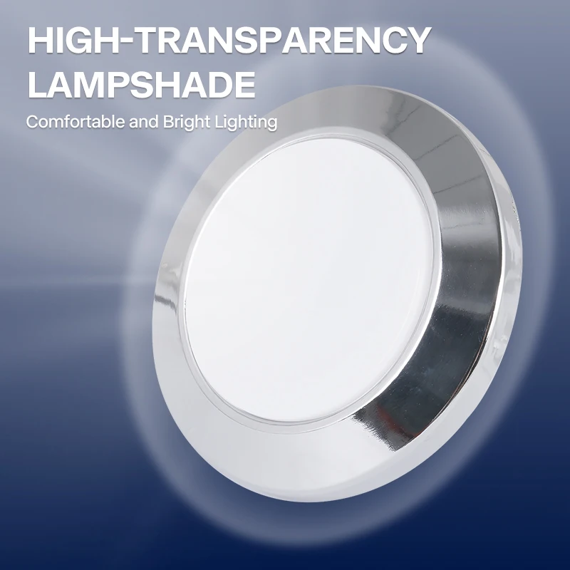 12-24V LED RV Ceiling Light 7.4cm  Energy-Saving Bright White Interior Lamp for Camper, Caravan, Marine, and Boat Use