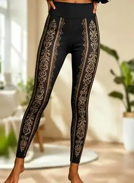 Women Mid‑Rise Fleece Lined Leggings, Halloween Gothic Rose Lace Print Slim Stretch Daily Pants