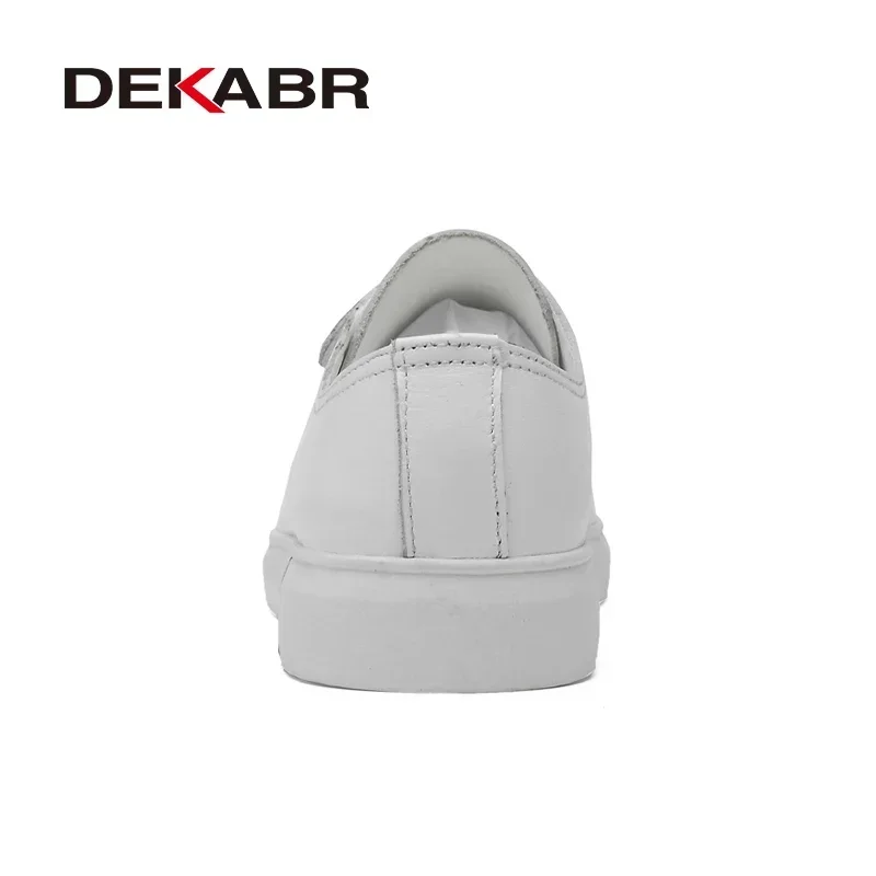 DEKABR Hot Sale Men Casual Shoes  Lightweight White Black Sneakers Split Leather Breathable Men\'s Flats Shoes Walking For Men