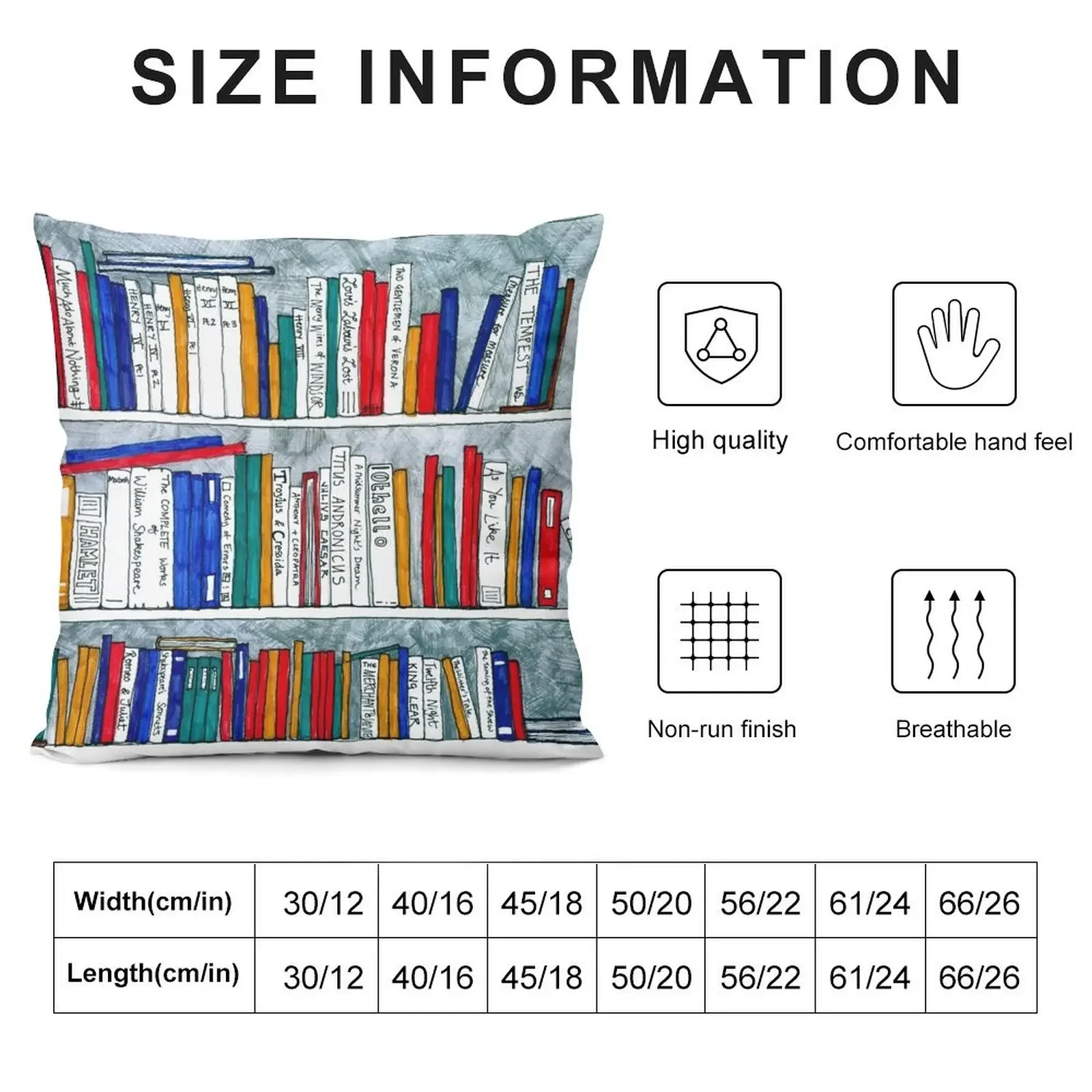 complete works of Shakespeare bookcase Throw Pillow Covers For Sofas Christmas Covers For Cushions pillow