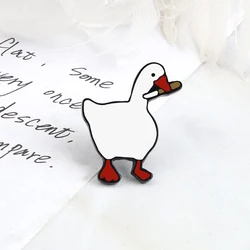 Cool Goose with Knife Brooches Badge for Kids Funny White Duck Enamel Pins Cartoon Animal Brooch Denim Lapel Jewelry Accessories