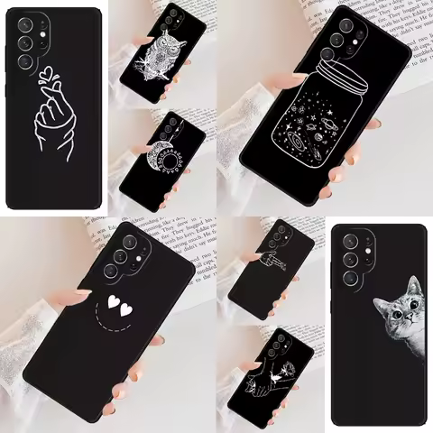 Abstract Line Lovers Smoking Hand Phone Case For Samsung Galaxy S24 S23 S22 S21 Ultra S10 Note 10 Pro S20 Plus FE S9 S8 Cover