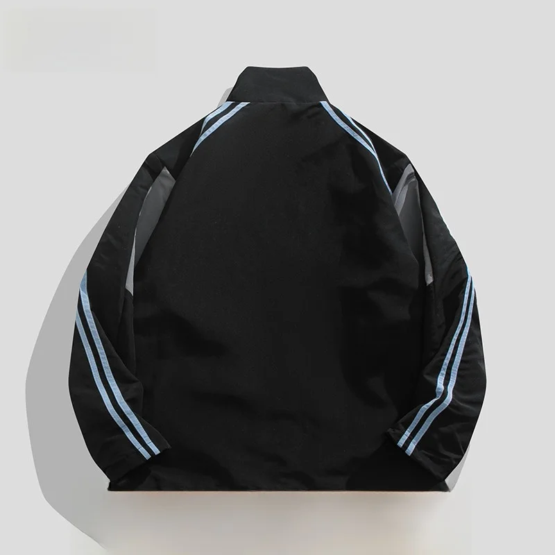 

BMOB American Stripe Color Blo Letter Embroidery Jaet Loose Casual ex Windbreaker High Street Sle Spring Autumn