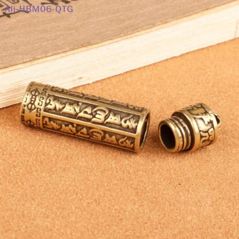 [New] Brass Cylinder Pendant Keychain Hanging Jewelry Pill Box Medicine Container